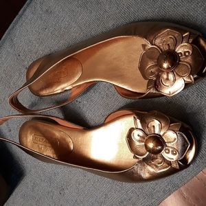 Coach gold color flat sandals